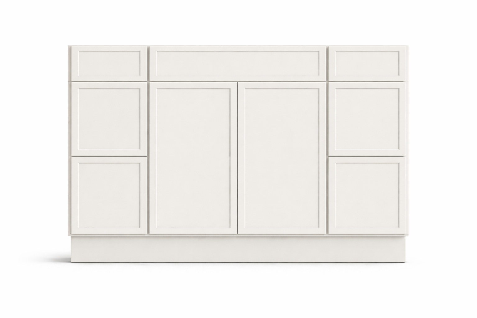 Slim Shaker Style Vanity Combination Six Drawer w/ Butt Doors in SW7010 White Duck